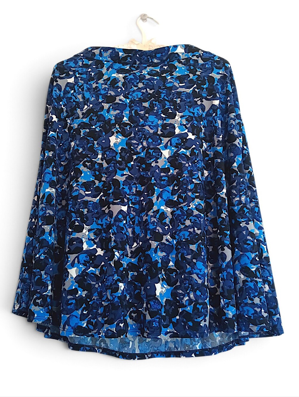George Blue Floral Circle Skirt Stretchy Knee Length Colorful Business Casual SM